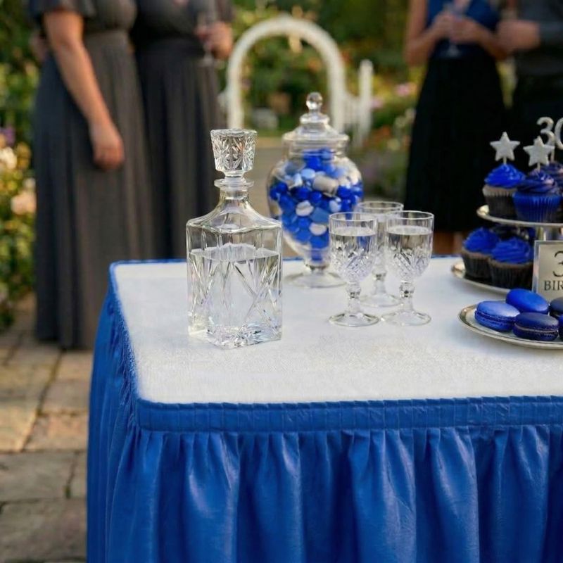 Falda de mesa DecorRack 73 cm x 426 m azul real - paquete de 2