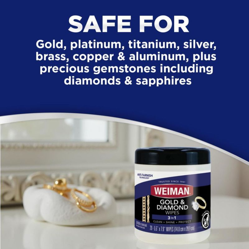 Toallitas para joyería Weiman 3 en 1 Limpiar Brillar y Proteger