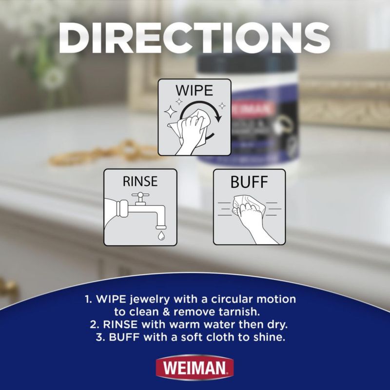 Toallitas para joyería Weiman 3 en 1 Limpiar Brillar y Proteger