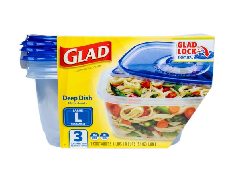 Contenedores de Almacenamiento de Alimentos Glad 19 L (3 unidades) – Pack de 6