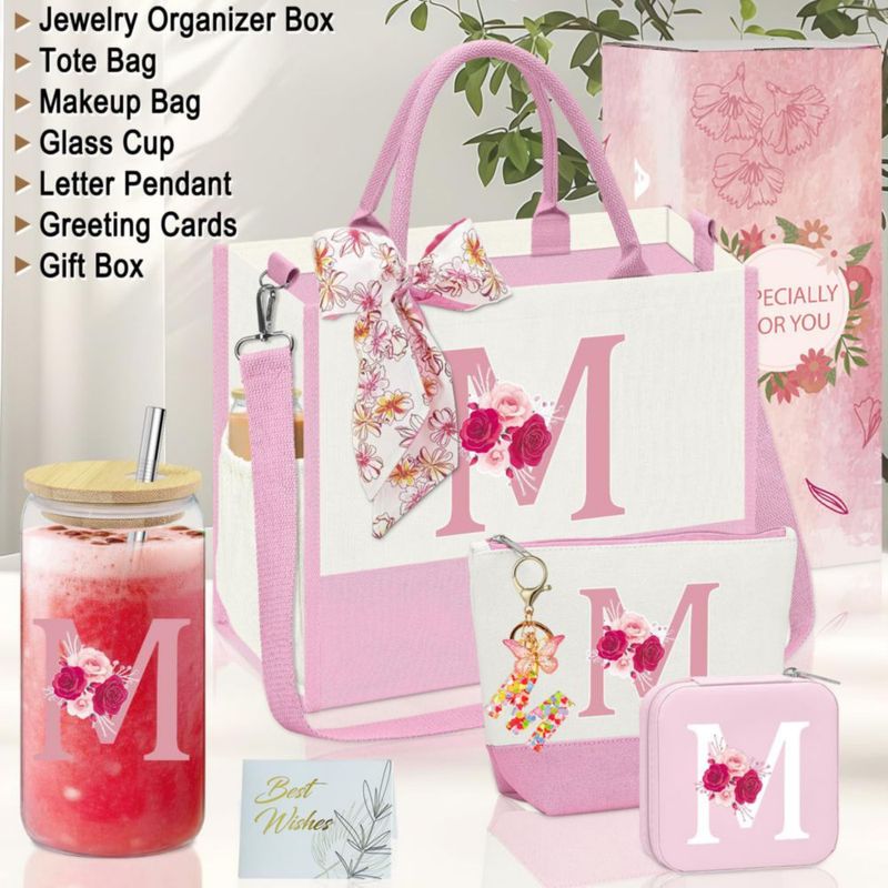 Bolso Tote AiHeart de Lona con Iniciales y Bolsillo