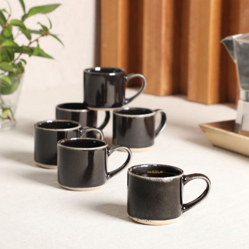 Tazas de espresso Mr. Coffee 6 pzas 110 ml negro de gres