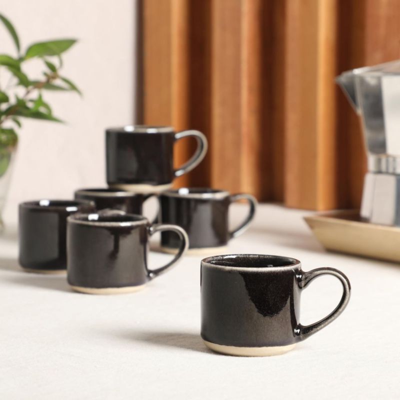 Tazas de espresso Mr. Coffee 6 pzas 110 ml negro de gres