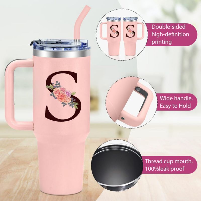 Vaso térmico AiHeart 12 L rosa con monograma y sorbetes