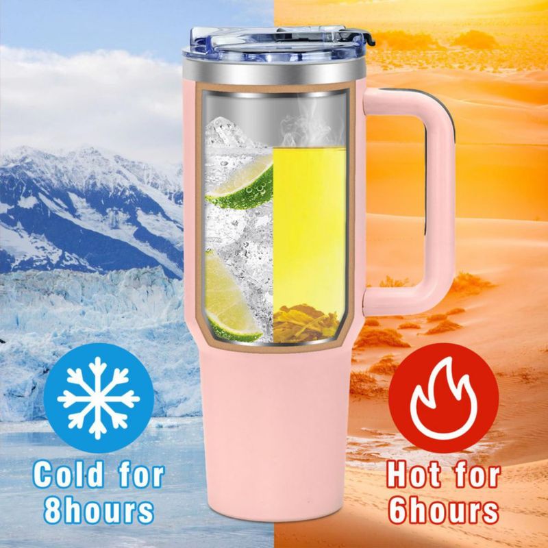 Vaso térmico AiHeart 12 L rosa con monograma y sorbetes
