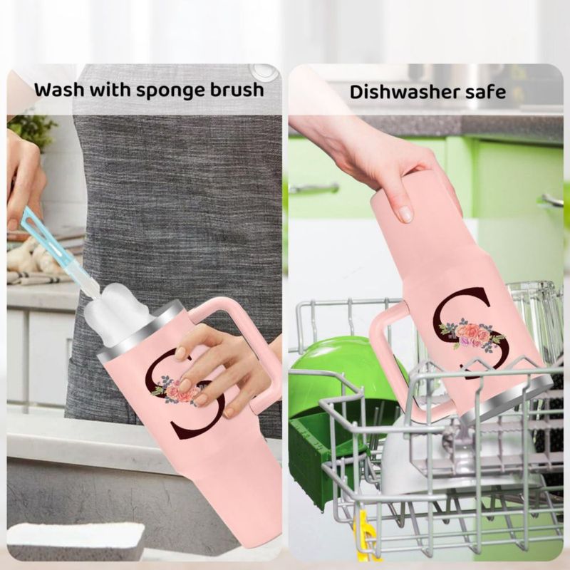 Vaso térmico AiHeart 12 L rosa con monograma y sorbetes