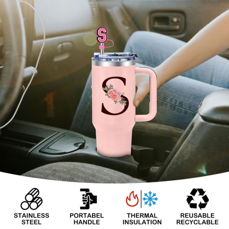 Vaso térmico AiHeart 12 L rosa con monograma y sorbetes