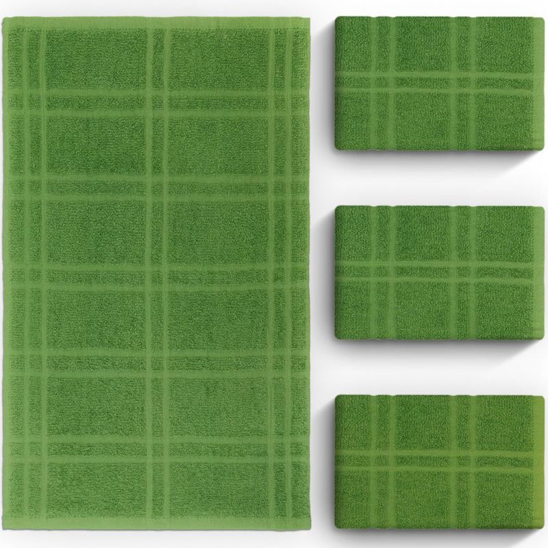 Juego de 4 toallas DecorRack de algodón 38x64 cm verde a cuadros