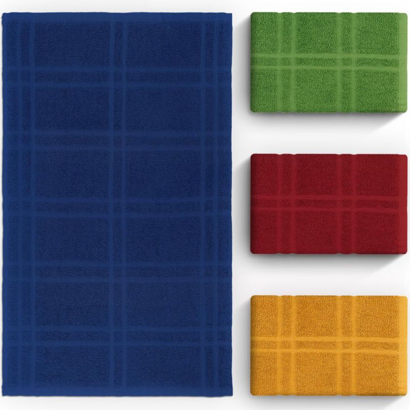 Juego de 4 toallas DecorRack de algodón 38x64 cm verde a cuadros