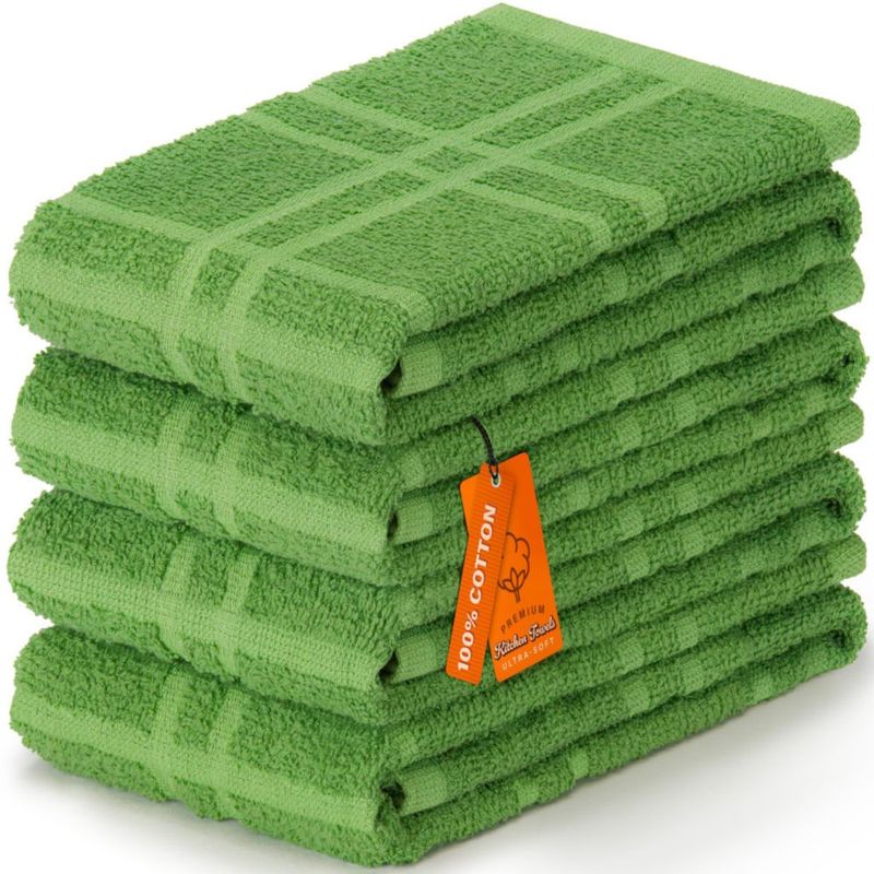 Juego de 4 toallas DecorRack de algodón 38x64 cm verde a cuadros