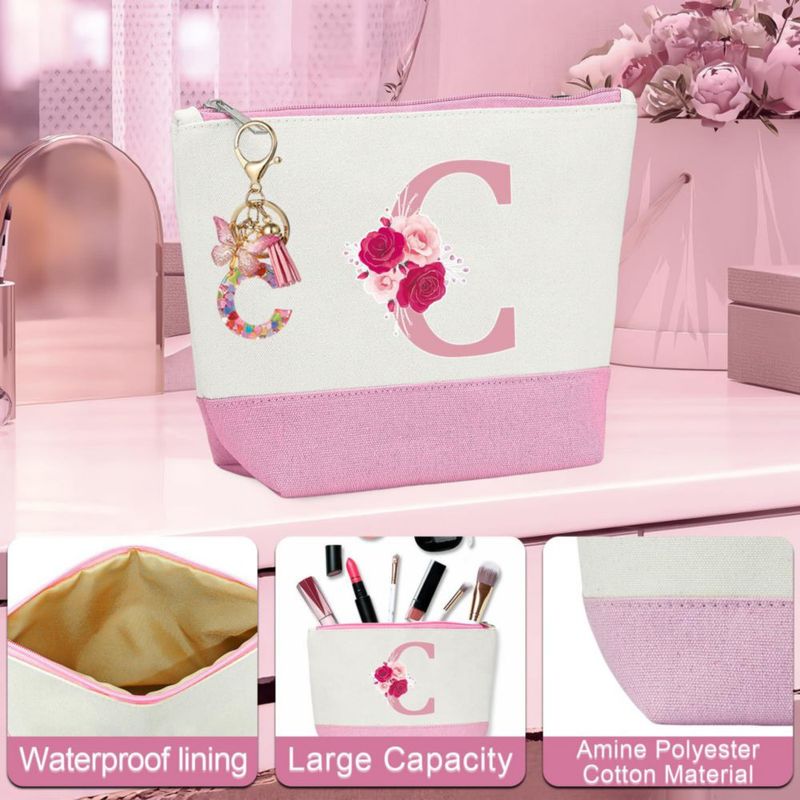 Bolso de lona AiHeart con inicial y bolsillo interior
