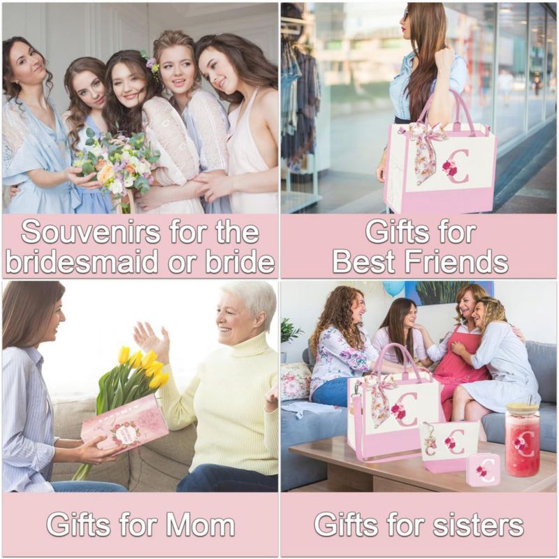 Bolso de lona AiHeart con inicial y bolsillo interior