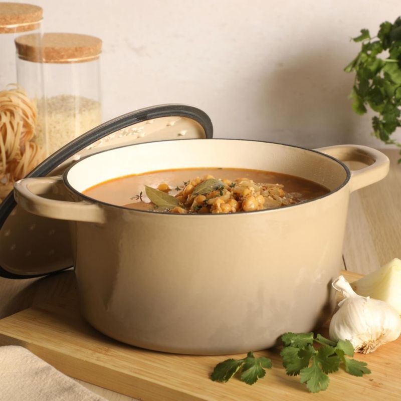 Olla Holandesa Crock-Pot de 5 L con Esmalte Degradado Color Topo