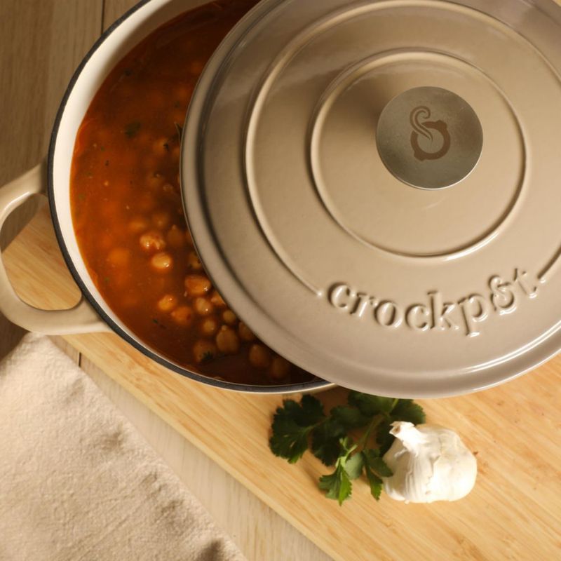 Olla Holandesa Crock-Pot de 5 L con Esmalte Degradado Color Topo