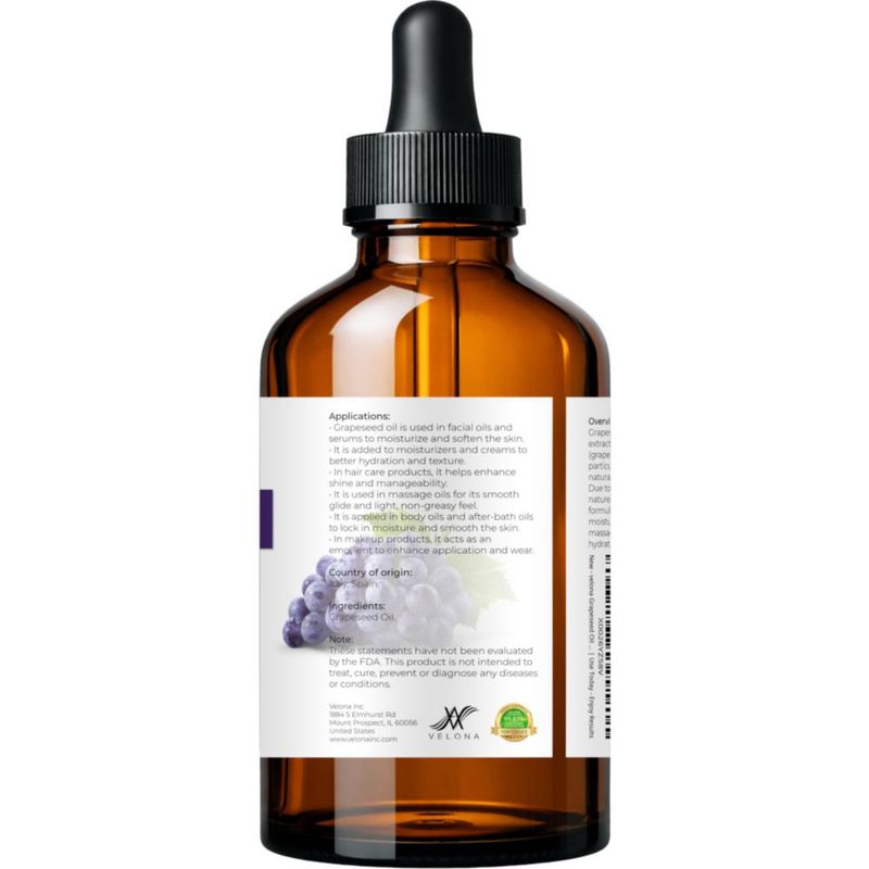 Aceite de semilla de uva velona 118 ml puro y natural refinado