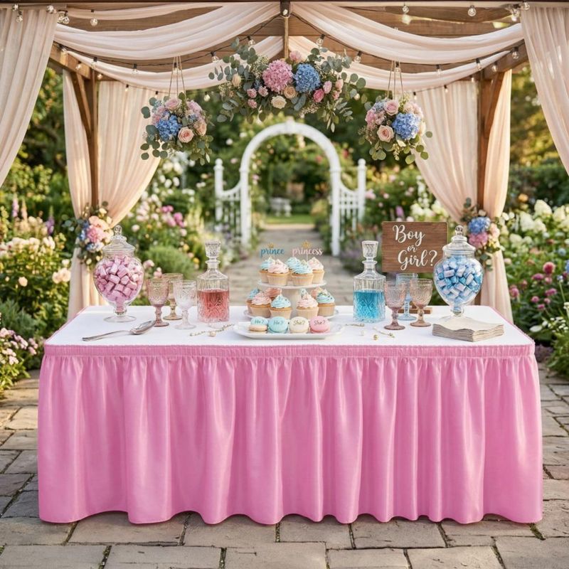 Falda de mesa DecorRack 73 cm × 426 m Rosa – Pack de 2