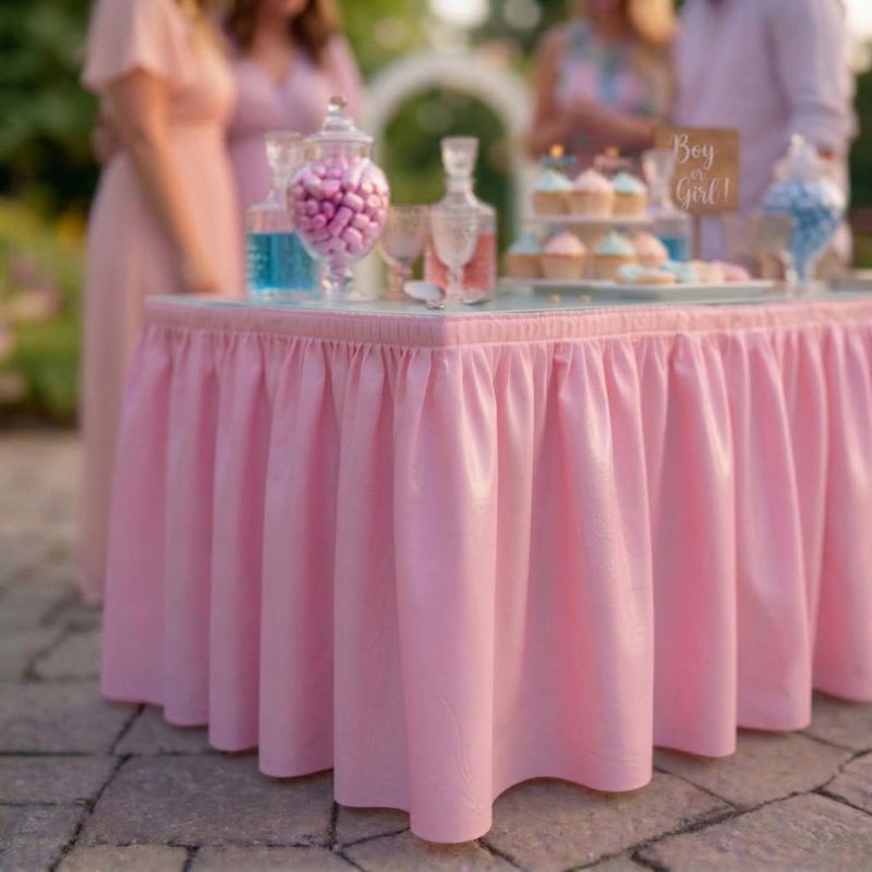 Falda de mesa DecorRack 73 cm × 426 m Rosa – Pack de 2
