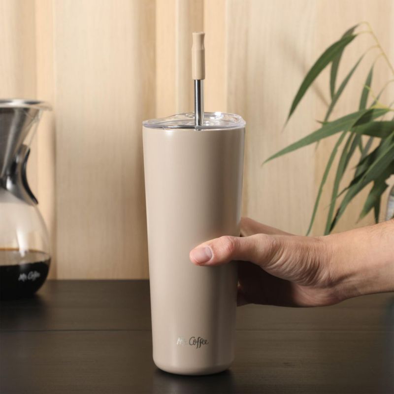 Vaso para Beber Mr. Coffee 650 ml color Taupe con sorbete y tapa