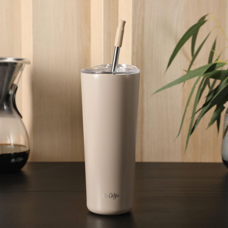 Vaso para Beber Mr. Coffee 650 ml color Taupe con sorbete y tapa