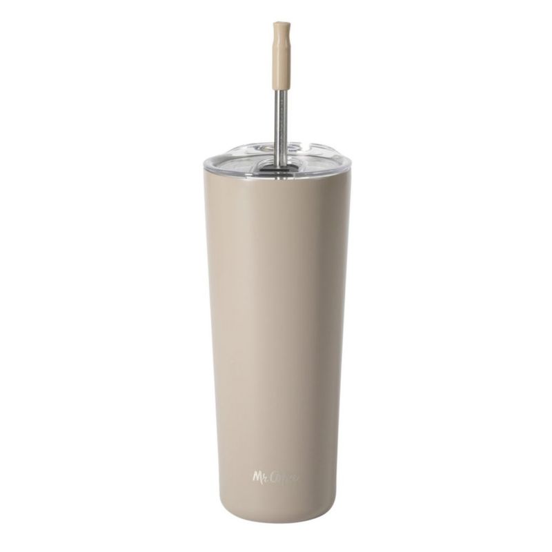 Vaso para Beber Mr. Coffee 650 ml color Taupe con sorbete y tapa