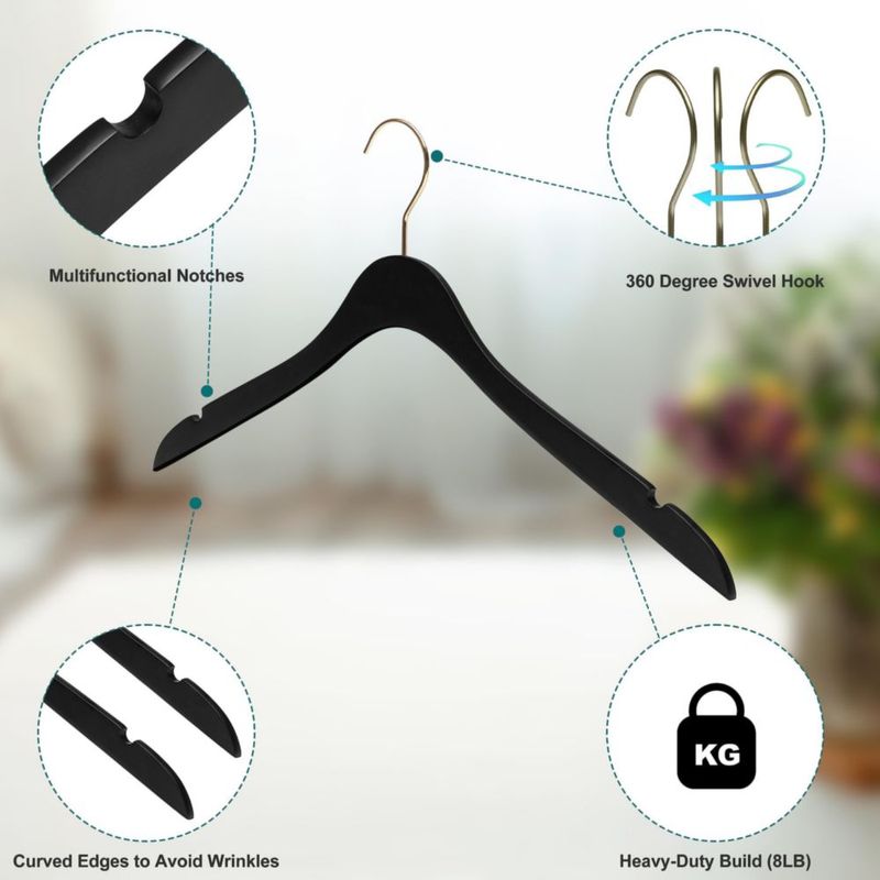 Perchas de ropa Quality Hangers 42 cm negras paquete de 20