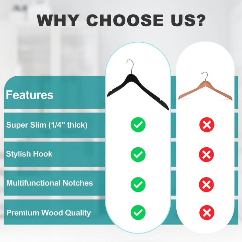 Perchas de ropa Quality Hangers 42 cm negras paquete de 20