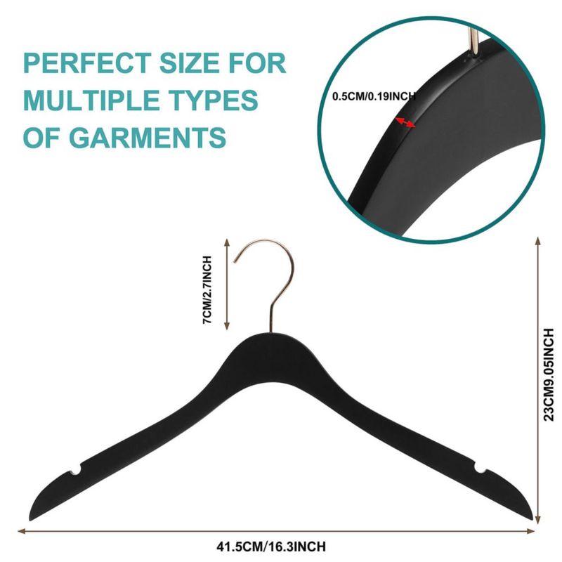 Perchas de ropa Quality Hangers 42 cm negras paquete de 20