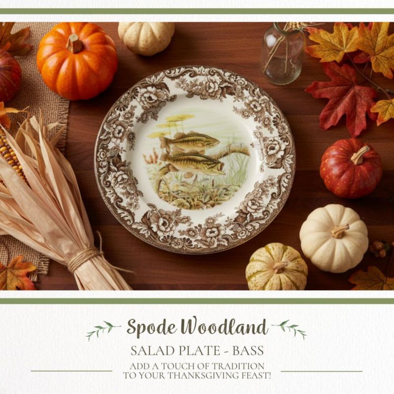 Plato de ensalada Spode 20 cm con diseño de bosque y lubina