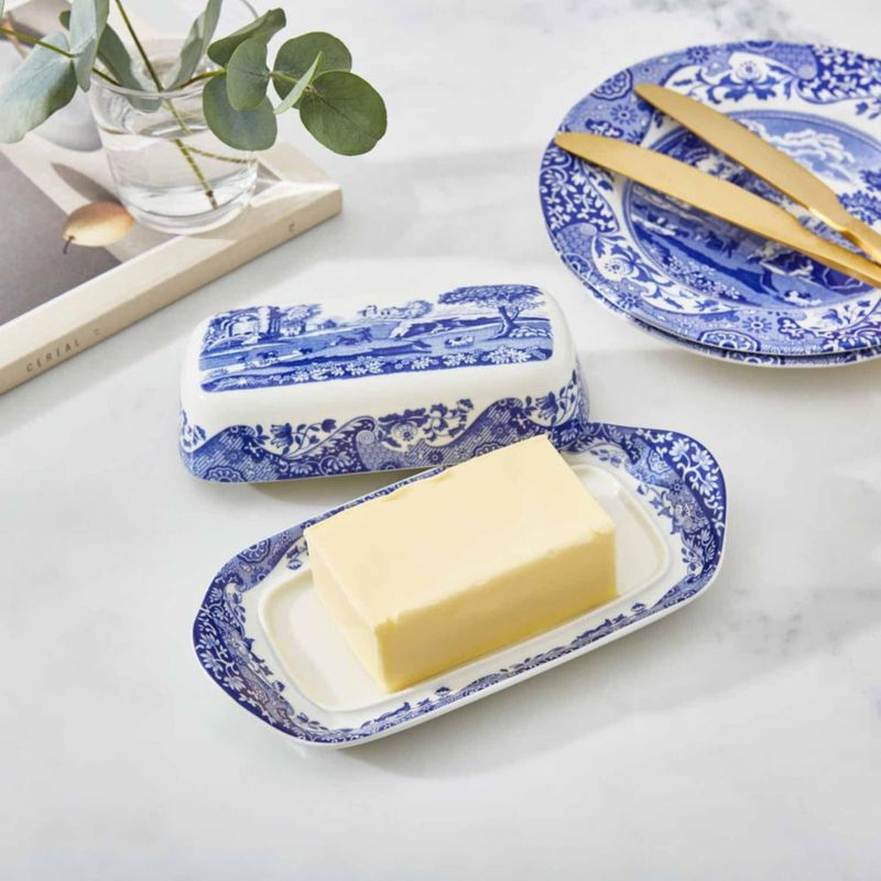 Cuchara mantequera Spode 20 cm azul italiano de porcelana