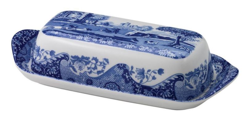 Cuchara mantequera Spode 20 cm azul italiano de porcelana