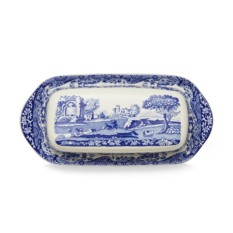 Cuchara mantequera Spode 20 cm azul italiano de porcelana