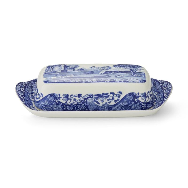 Cuchara mantequera Spode 20 cm azul italiano de porcelana
