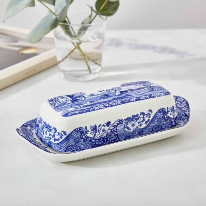 Cuchara mantequera Spode 20 cm azul italiano de porcelana
