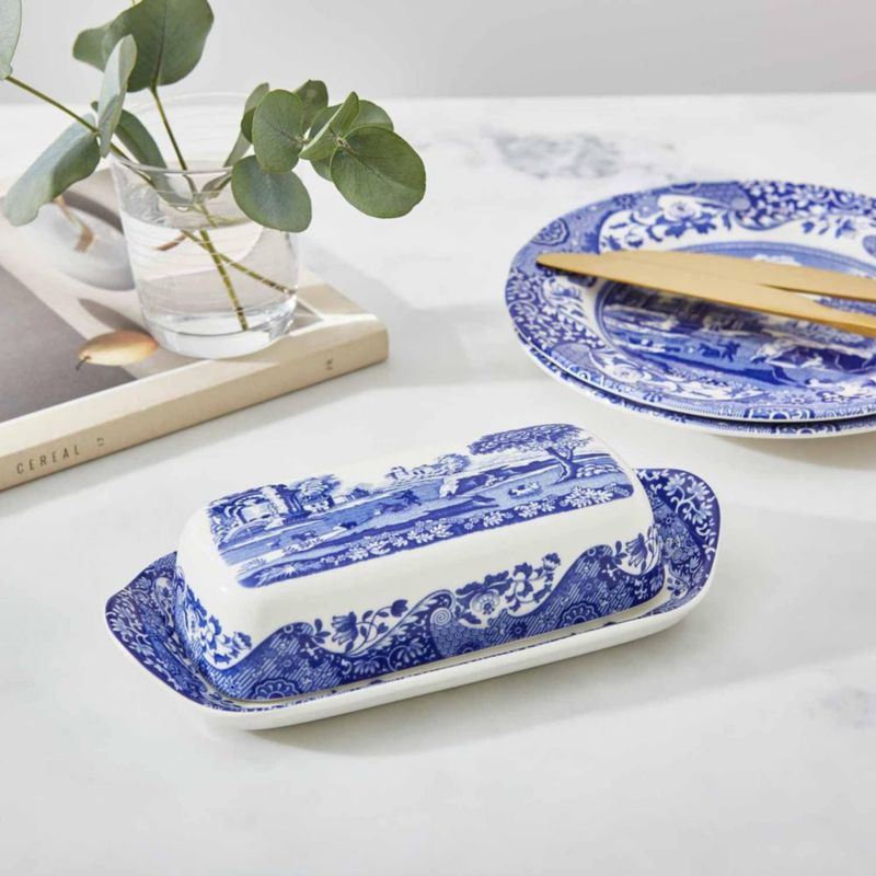 Cuchara mantequera Spode 20 cm azul italiano de porcelana