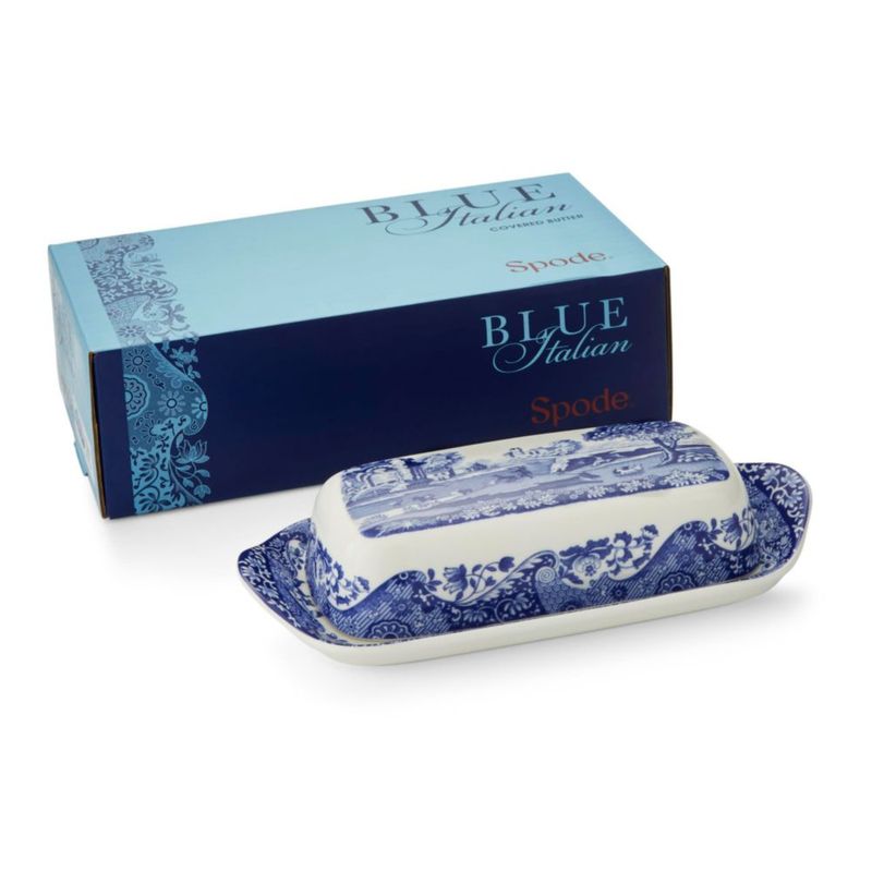Cuchara mantequera Spode 20 cm azul italiano de porcelana