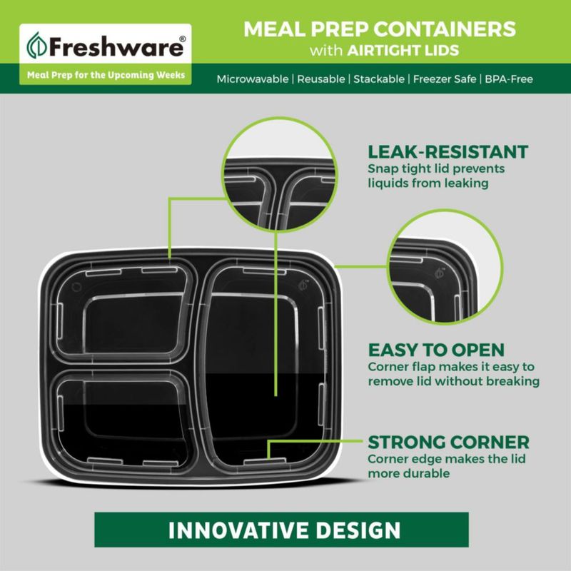 Contenedores Freshware para Meal Prep 21 unidades de 680 ml libres de BPA