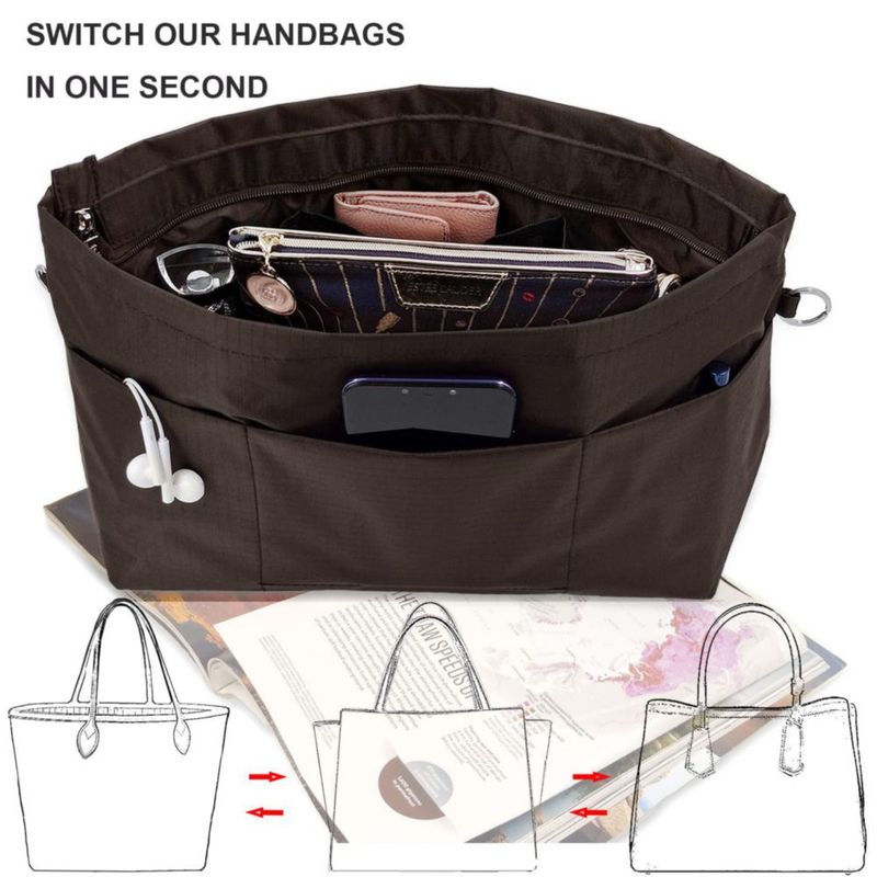 Organizador para bolso Time Wing grande color café 32x26x14 cm