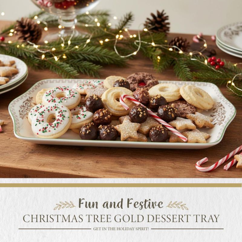 Bandeja de postre Spode 30 cm Árbol de Navidad dorado