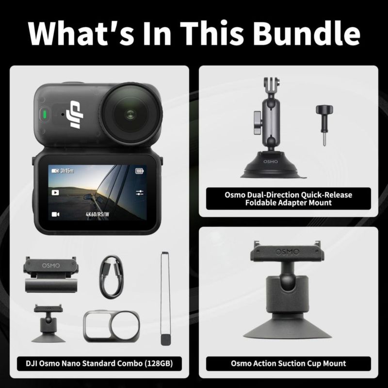 Cámara de video DJI Osmo Nano 128 GB 4K con soporte para coche (combo)