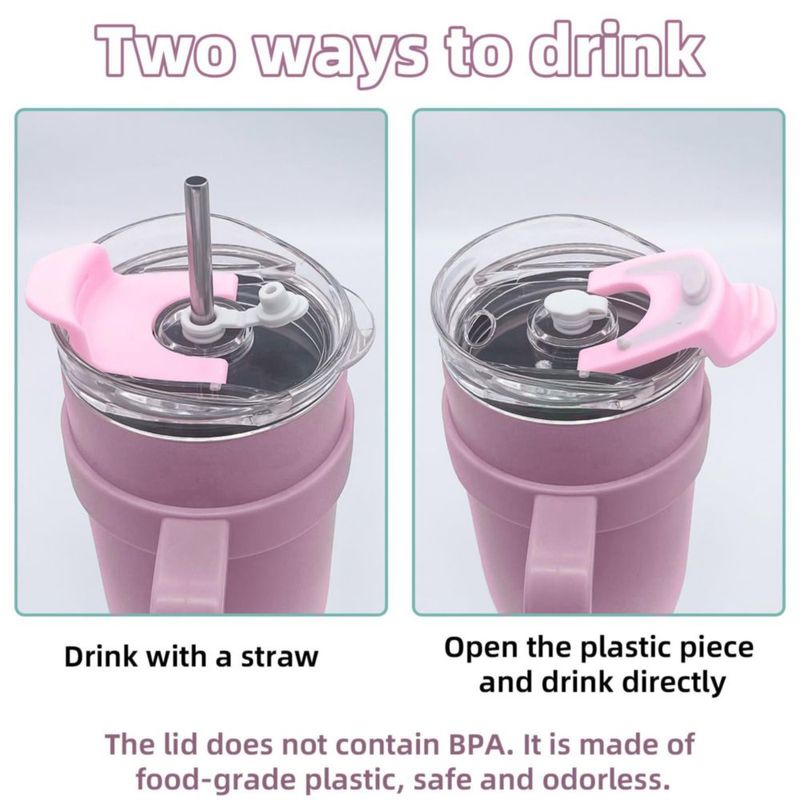 Tapas para vasos tipo tumbler AiHeart 2 unidades a prueba de derrames con boquilla para pajilla