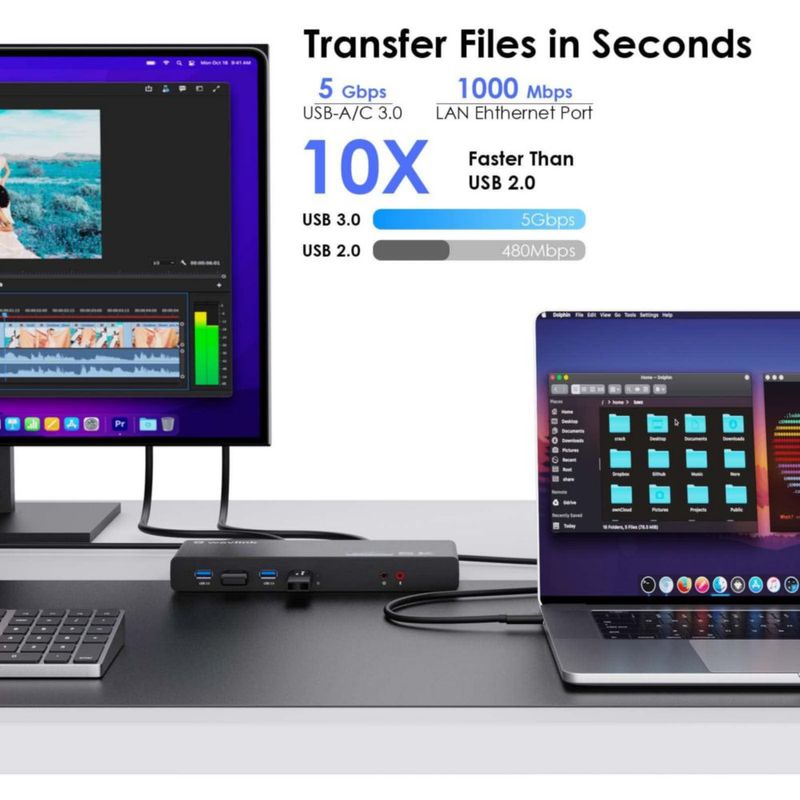 Estación de acoplamiento WAVLINK Dual 4K@60Hz USB 3.0