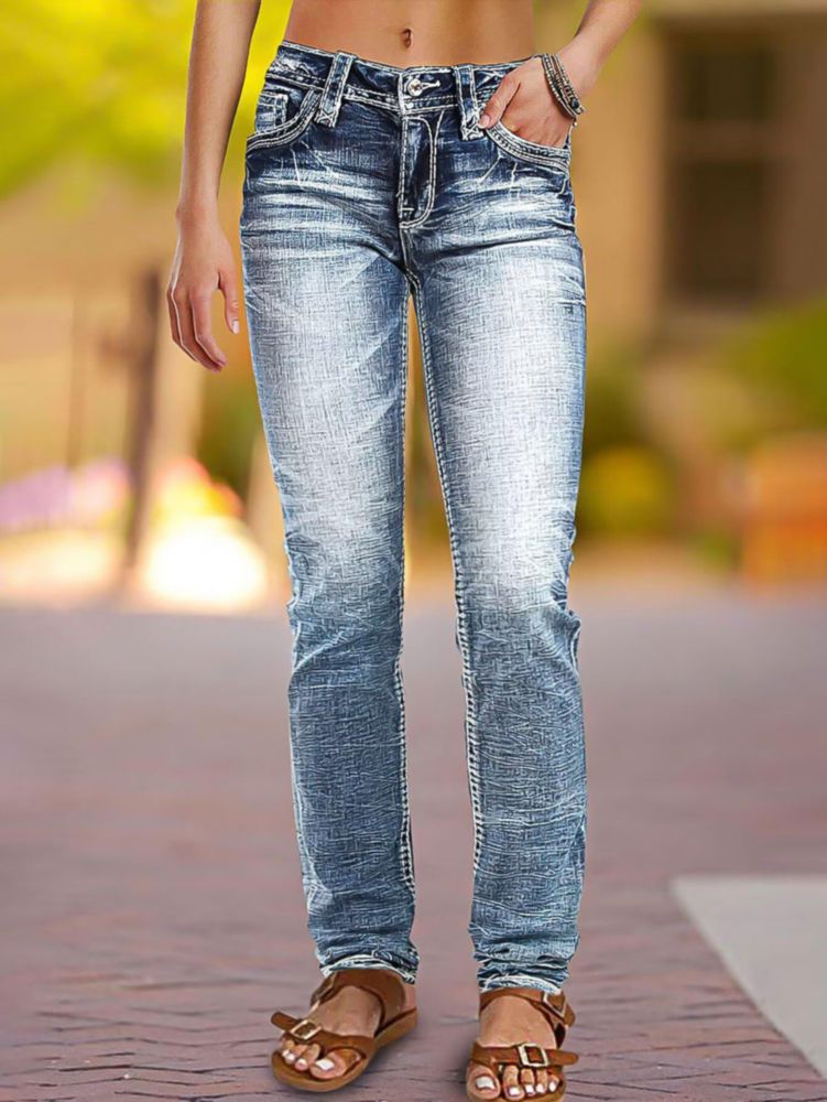 Jeans Skinny Flamingals L Azul Claro de Denim Elástico