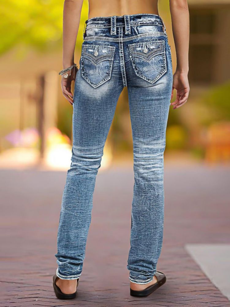 Jeans Skinny Flamingals L Azul Claro de Denim Elástico