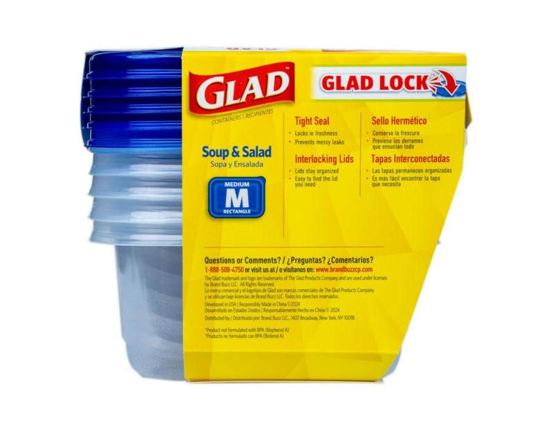 Glad 709 ml 6 unidades rectangulares (paquete de 5)