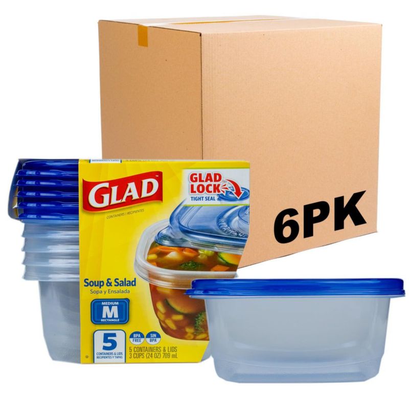 Glad 709 ml 6 unidades rectangulares (paquete de 5)