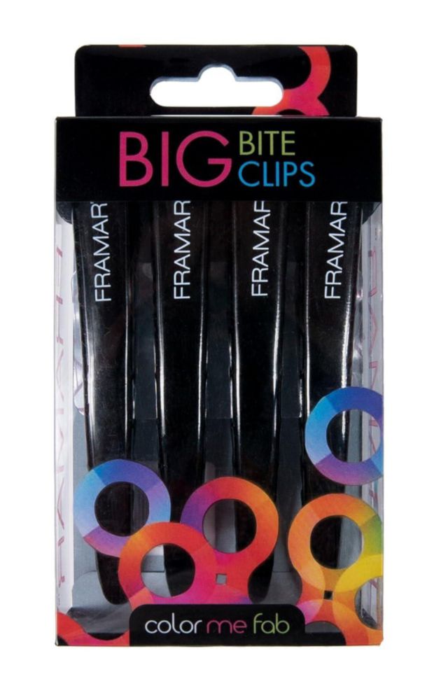 Pinzas para cabello FRAMAR negras - paquete de 4 - metal para peinado