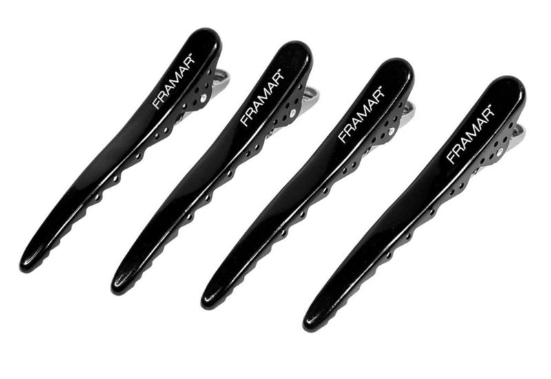 Pinzas para cabello FRAMAR negras - paquete de 4 - metal para peinado