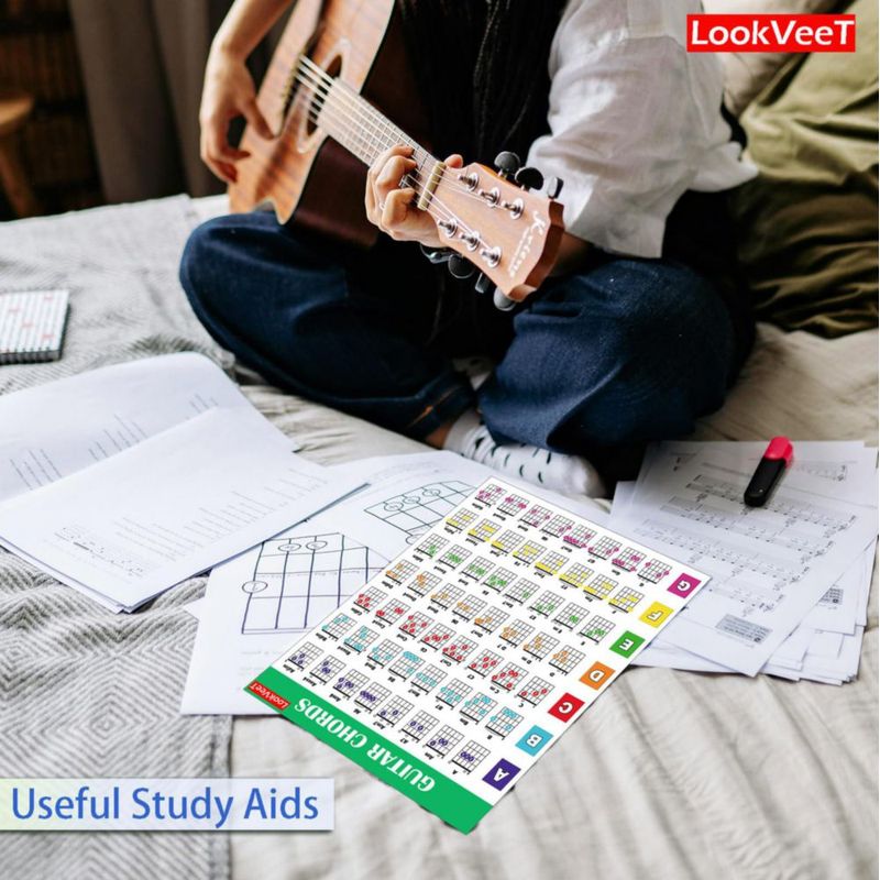 Diagrama de acordes LookVeeT A4 laminado para principiantes