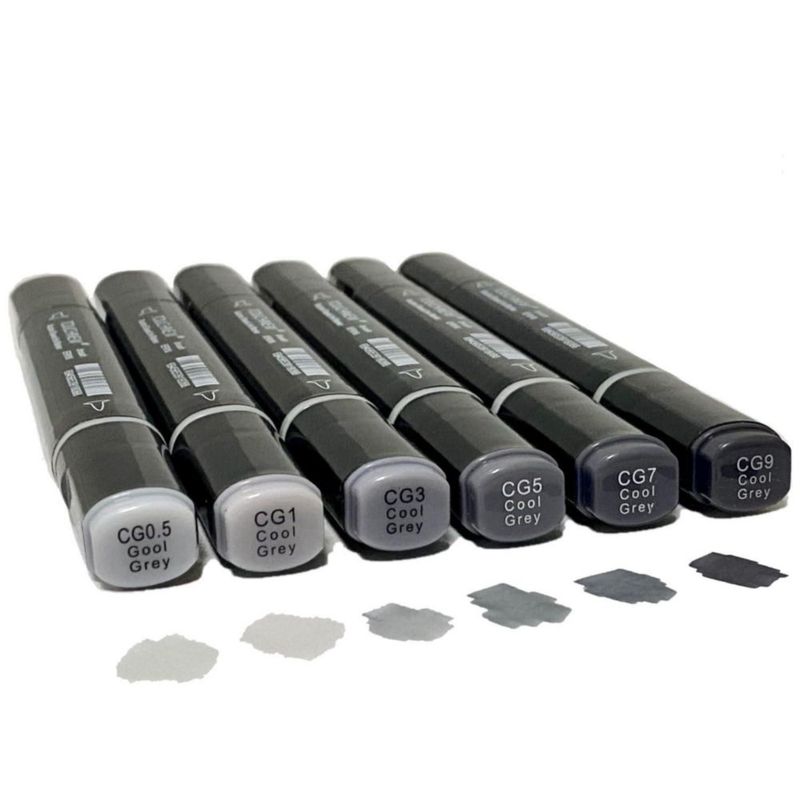 Marcadores Arhomet Pack de 6 Gris Doble Punta a base de alcohol