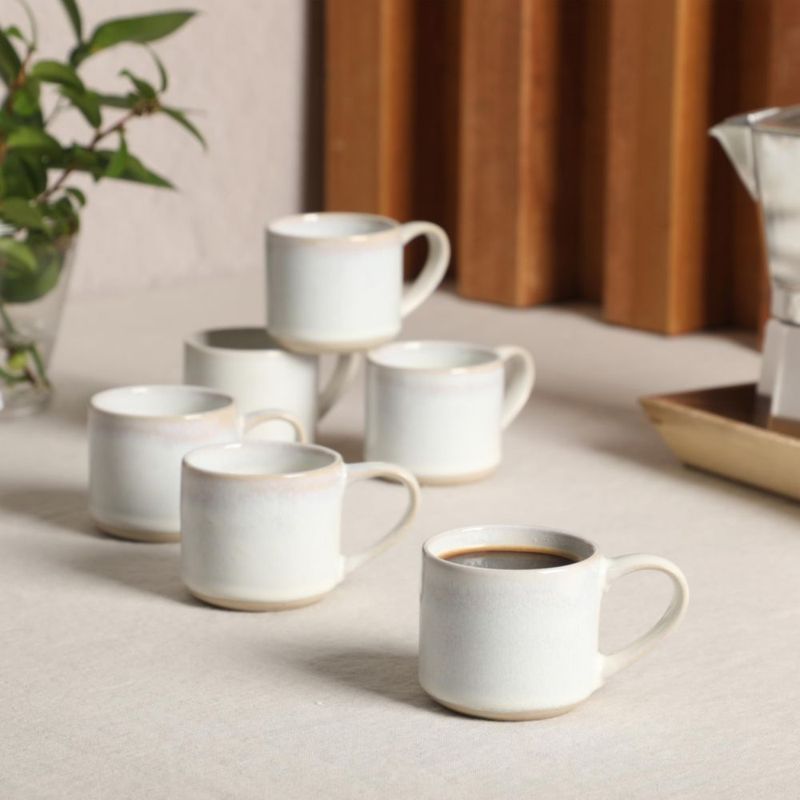 Juego de 6 tazas de espresso Mr. Coffee 110 ml color blanco